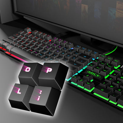 iMICE AK-600 แบบมีสาย USB Floating Keycap ตัวอักษร Glow Backlit Gaming คีย์บอร์ด, Glow Backlit (Black)