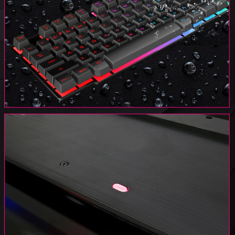 iMICE AK-600 แบบมีสาย USB Floating Keycap ตัวอักษร Glow Backlit Gaming คีย์บอร์ด, Glow Backlit (Black)