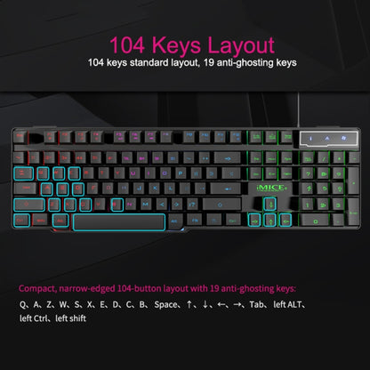 iMICE AK-600 แบบมีสาย USB Floating Keycap ตัวอักษร Glow Backlit Gaming คีย์บอร์ด, Glow Backlit (Black)