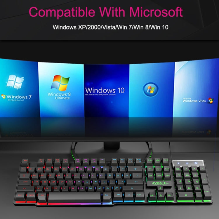 iMICE AK-600 แบบมีสาย USB Floating Keycap ตัวอักษร Glow Backlit Gaming คีย์บอร์ด, Glow Backlit (Black)