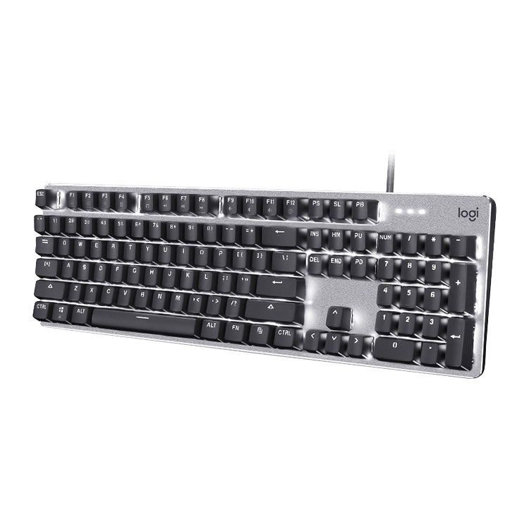 Logitech K845 CHERRY คีย์บอร์ดแบบมีสายแบบกลไกเรืองแสงแกนสีฟ้า ความยาวสายเคเบิล: 1.8 ม, CHERRY Blue Axis