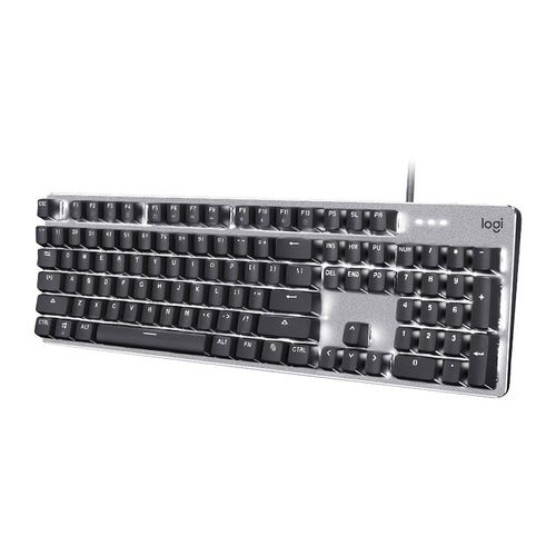 Logitech K845 CHERRY คีย์บอร์ดแบบมีสายแบบกลไกเรืองแสงแกนสีฟ้า ความยาวสายเคเบิล: 1.8 ม, CHERRY Blue Axis