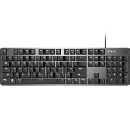 Logitech K845 CHERRY คีย์บอร์ดแบบมีสายแบบกลไกเรืองแสงแกนสีฟ้า ความยาวสายเคเบิล: 1.8 ม, CHERRY Blue Axis