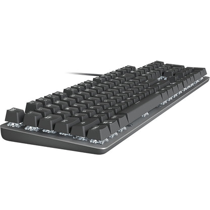 Logitech K845 CHERRY คีย์บอร์ดแบบมีสายแบบกลไกเรืองแสงแกนสีฟ้า ความยาวสายเคเบิล: 1.8 ม, CHERRY Blue Axis