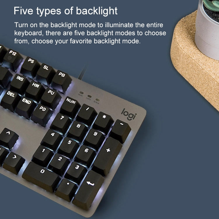 Logitech K845 CHERRY คีย์บอร์ดแบบมีสายแบบกลไกเรืองแสงแกนสีฟ้า ความยาวสายเคเบิล: 1.8 ม, CHERRY Blue Axis