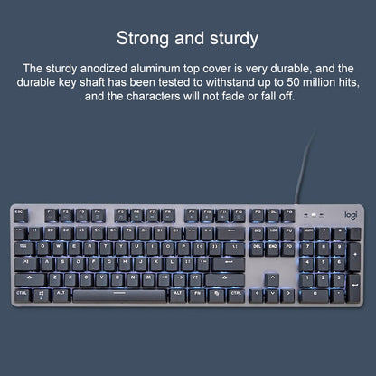 Logitech K845 CHERRY คีย์บอร์ดแบบมีสายแบบกลไกเรืองแสงแกนสีฟ้า ความยาวสายเคเบิล: 1.8 ม, CHERRY Blue Axis