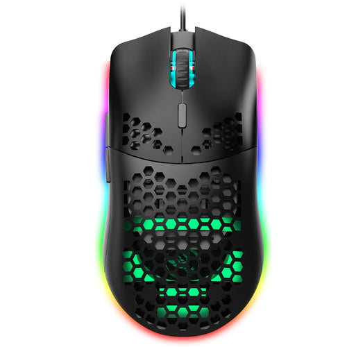 HXSJ J900 6 คีย์ RGB Lighting เมาส์แบบมีสายสำหรับเล่นเกมแบบตั้งโปรแกรมได้ (สีขาว), J900(Black), J900(White)