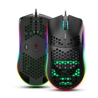 HXSJ J900 6 คีย์ RGB Lighting เมาส์แบบมีสายสำหรับเล่นเกมแบบตั้งโปรแกรมได้ (สีขาว), J900(Black), J900(White)
