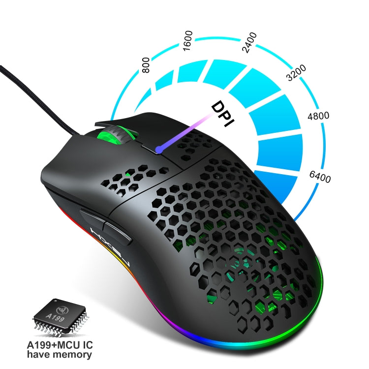 HXSJ J900 6 คีย์ RGB Lighting เมาส์แบบมีสายสำหรับเล่นเกมแบบตั้งโปรแกรมได้ (สีขาว), J900(Black), J900(White)