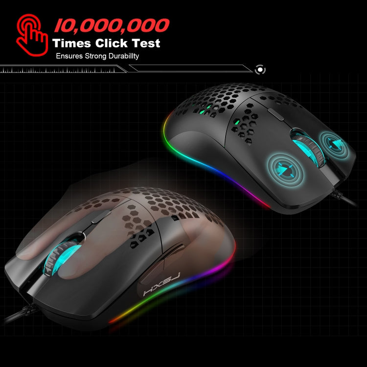 HXSJ J900 6 คีย์ RGB Lighting เมาส์แบบมีสายสำหรับเล่นเกมแบบตั้งโปรแกรมได้ (สีขาว), J900(Black), J900(White)