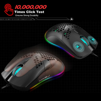 HXSJ J900 6 คีย์ RGB Lighting เมาส์แบบมีสายสำหรับเล่นเกมแบบตั้งโปรแกรมได้ (สีขาว), J900(Black), J900(White)
