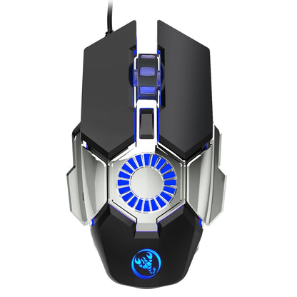 HXSJ J700 เมาส์แบบมีสายสำหรับเล่นเกม E-Sports ที่ตั้งโปรแกรมได้พร้อมแสงไฟสีสันสดใส, J700