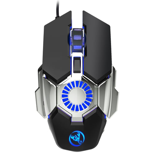 HXSJ J700 เมาส์แบบมีสายสำหรับเล่นเกม E-Sports ที่ตั้งโปรแกรมได้พร้อมแสงไฟสีสันสดใส, J700