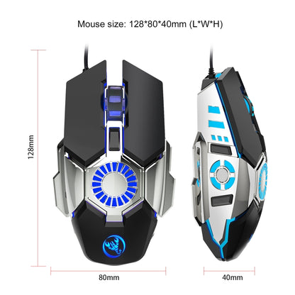 HXSJ J700 เมาส์แบบมีสายสำหรับเล่นเกม E-Sports ที่ตั้งโปรแกรมได้พร้อมแสงไฟสีสันสดใส, J700