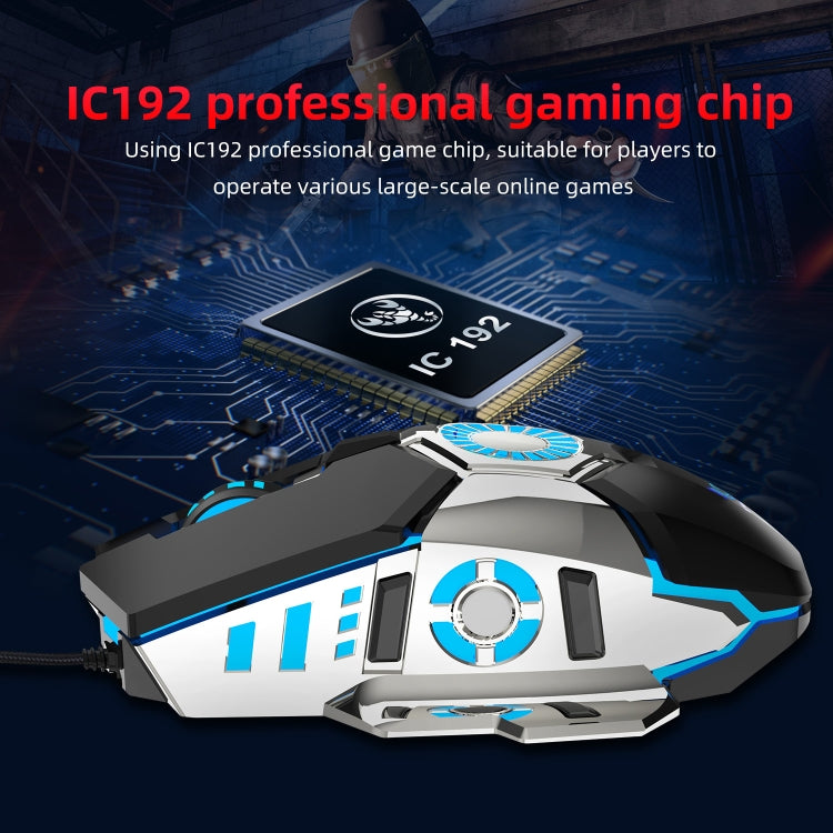 HXSJ J700 เมาส์แบบมีสายสำหรับเล่นเกม E-Sports ที่ตั้งโปรแกรมได้พร้อมแสงไฟสีสันสดใส, J700