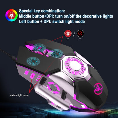 HXSJ J700 เมาส์แบบมีสายสำหรับเล่นเกม E-Sports ที่ตั้งโปรแกรมได้พร้อมแสงไฟสีสันสดใส, J700