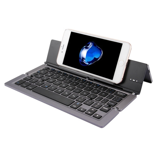 F18 คีย์บอร์ดไร้สาย Bluetooth พับได้แบบชาร์จได้บางเฉียบ 58 คีย์พร้อมตัวยึด