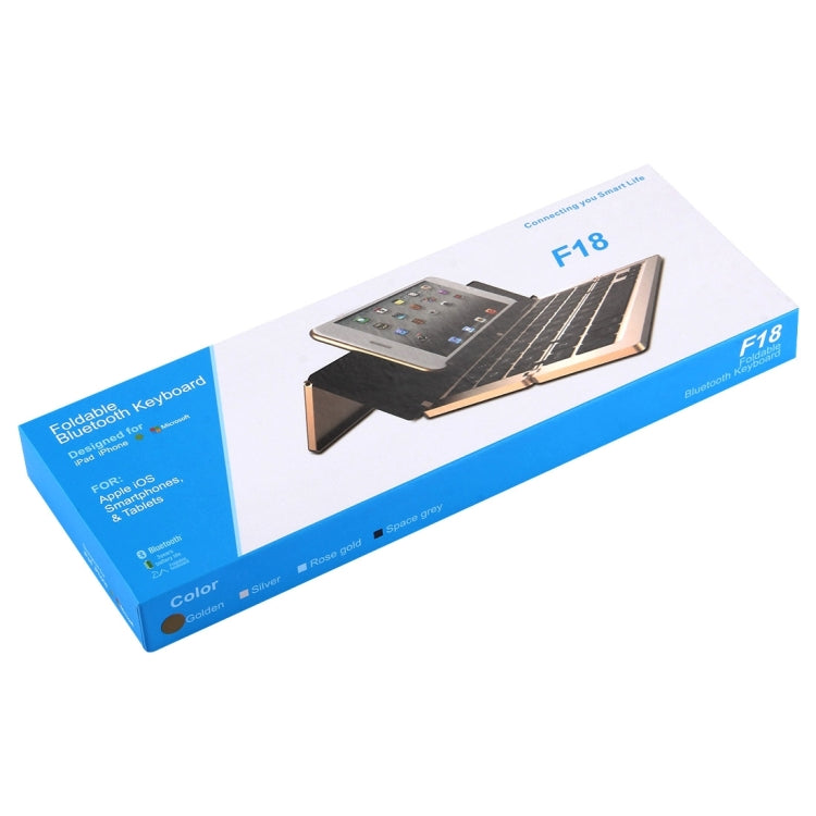 F18 คีย์บอร์ดไร้สาย Bluetooth พับได้แบบชาร์จได้บางเฉียบ 58 คีย์พร้อมตัวยึด
