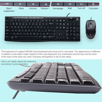 ชุดเมาส์คีย์บอร์ดแบบมีสาย Logitech MK200