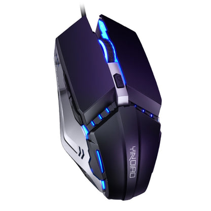YINDIAO 6 Keys Gaming Office USB ปิดเสียงเมาส์แบบมีสายแบบกลไก, Mute Mouse(Black)