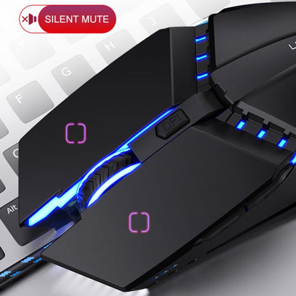 YINDIAO 6 Keys Gaming Office USB ปิดเสียงเมาส์แบบมีสายแบบกลไก, Mute Mouse(Black)