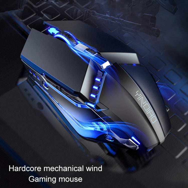 YINDIAO 6 Keys Gaming Office USB ปิดเสียงเมาส์แบบมีสายแบบกลไก, Mute Mouse(Black)