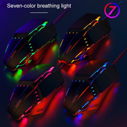 YINDIAO 6 Keys Gaming Office USB ปิดเสียงเมาส์แบบมีสายแบบกลไก, Mute Mouse(Black)
