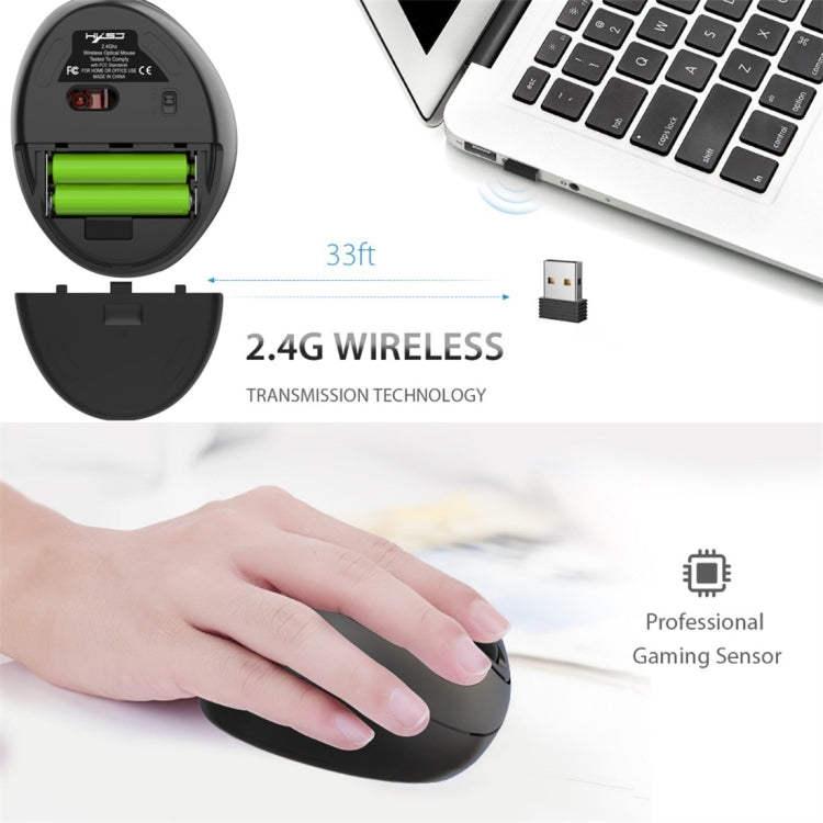 HXSJ T33 2.4GHz เมาส์โน้ตบุ๊คไร้สายตามหลักสรีรศาสตร์
