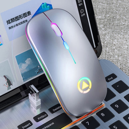 YINDIAO A2 2.4GHz 1600DPI 3 โหมดปรับแสง RGB ไร้สายแบบชาร์จไฟได้ เงียบ เม้าส์, Rechargeable ver.