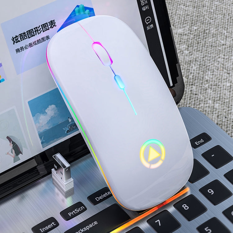 YINDIAO A2 2.4GHz 1600DPI 3 โหมดปรับแสง RGB ไร้สายแบบชาร์จไฟได้ เงียบ เม้าส์, Rechargeable ver.