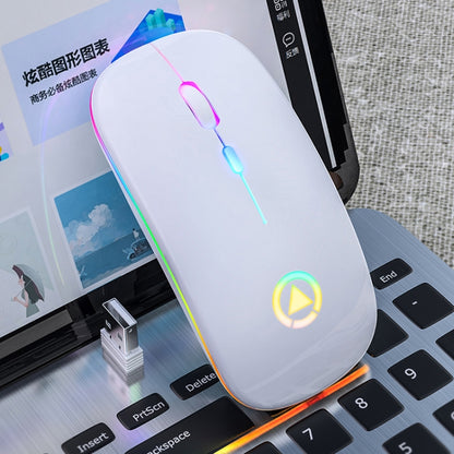 YINDIAO A2 2.4GHz 1600DPI 3 โหมดปรับแสง RGB ไร้สายแบบชาร์จไฟได้ เงียบ เม้าส์, Rechargeable ver.