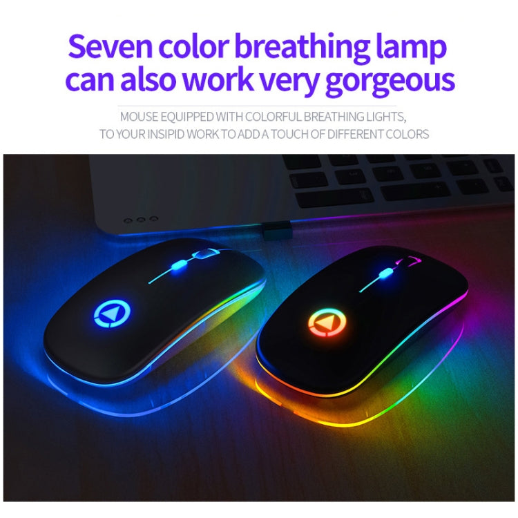 YINDIAO A2 2.4GHz 1600DPI 3 โหมดปรับแสง RGB ไร้สายแบบชาร์จไฟได้ เงียบ เม้าส์, Rechargeable ver.