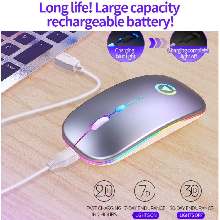 YINDIAO A2 2.4GHz 1600DPI 3 โหมดปรับแสง RGB ไร้สายแบบชาร์จไฟได้ เงียบ เม้าส์, Rechargeable ver.