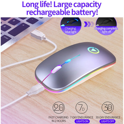 YINDIAO A2 2.4GHz 1600DPI 3 โหมดปรับแสง RGB ไร้สายแบบชาร์จไฟได้ เงียบ เม้าส์, Rechargeable ver.