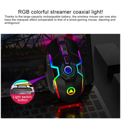 YINDIAO A5 2.4GHz 1600DPI 3 โหมดปรับแสง RGB แบบชาร์จไฟได้ไร้สาย เงียบ เมาส์สำหรับเล่นเกม