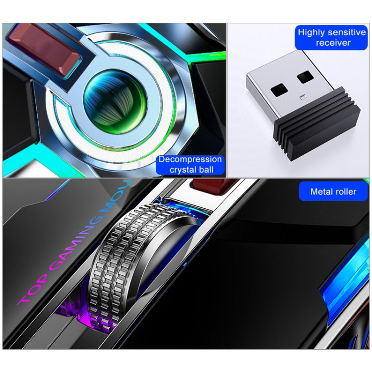 YINDIAO A5 2.4GHz 1600DPI 3 โหมดปรับแสง RGB แบบชาร์จไฟได้ไร้สาย เงียบ เมาส์สำหรับเล่นเกม