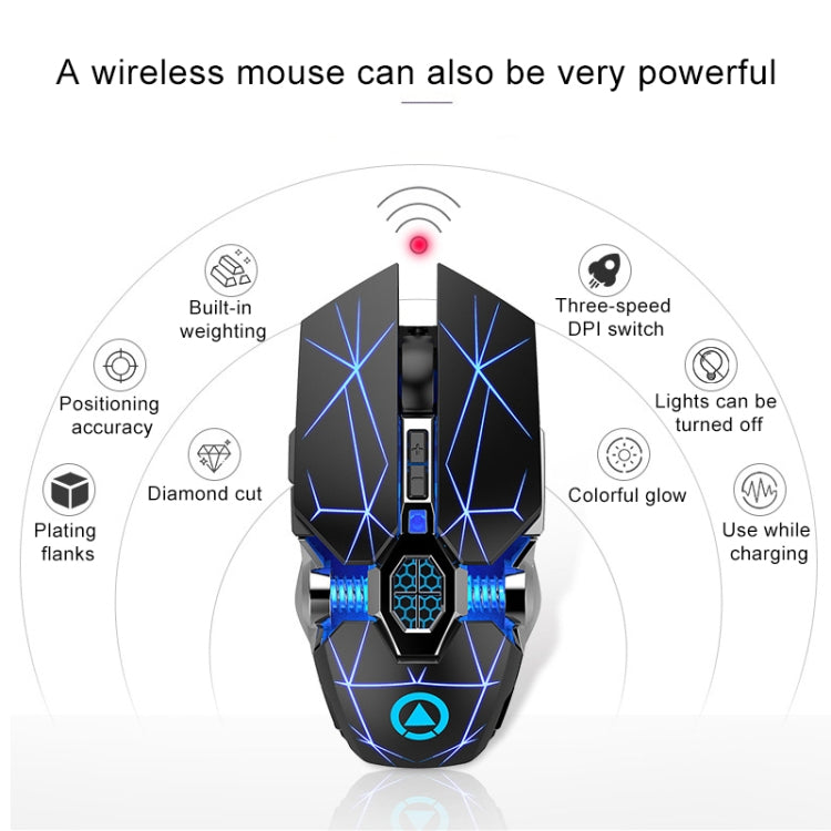 YINDIAO A7 2.4GHz 1600DPI 3 โหมดปรับ 7 ปุ่มชาร์จ RGB ไร้สายเงียบเมาส์สำหรับเล่นเกม