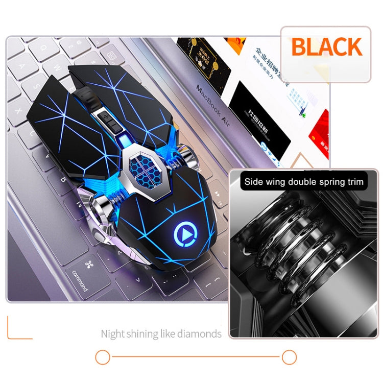 YINDIAO A7 2.4GHz 1600DPI 3 โหมดปรับ 7 ปุ่มชาร์จ RGB ไร้สายเงียบเมาส์สำหรับเล่นเกม