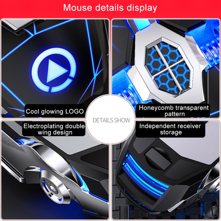 YINDIAO A7 2.4GHz 1600DPI 3 โหมดปรับ 7 ปุ่มชาร์จ RGB ไร้สายเงียบเมาส์สำหรับเล่นเกม