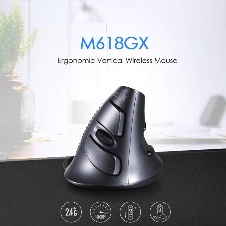 DELUX M618GX เมาส์แนวตั้งตามหลักสรีรศาสตร์ไร้สาย 1600DPI Optical Mouse, M618GX