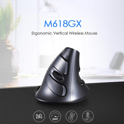DELUX M618GX เมาส์แนวตั้งตามหลักสรีรศาสตร์ไร้สาย 1600DPI Optical Mouse, M618GX