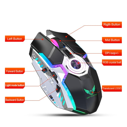ZERODATE T30 2.4GHz 2400DPI เมาส์ออปติคอลไร้สาย RGB Backlight ที่ปรับความเร็วได้สามระดับ, T30 White