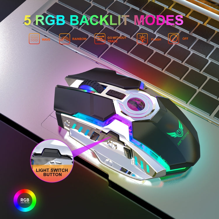 ZERODATE T30 2.4GHz 2400DPI เมาส์ออปติคอลไร้สาย RGB Backlight ที่ปรับความเร็วได้สามระดับ, T30 White