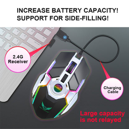 ZERODATE T30 2.4GHz 2400DPI เมาส์ออปติคอลไร้สาย RGB Backlight ที่ปรับความเร็วได้สามระดับ, T30 White