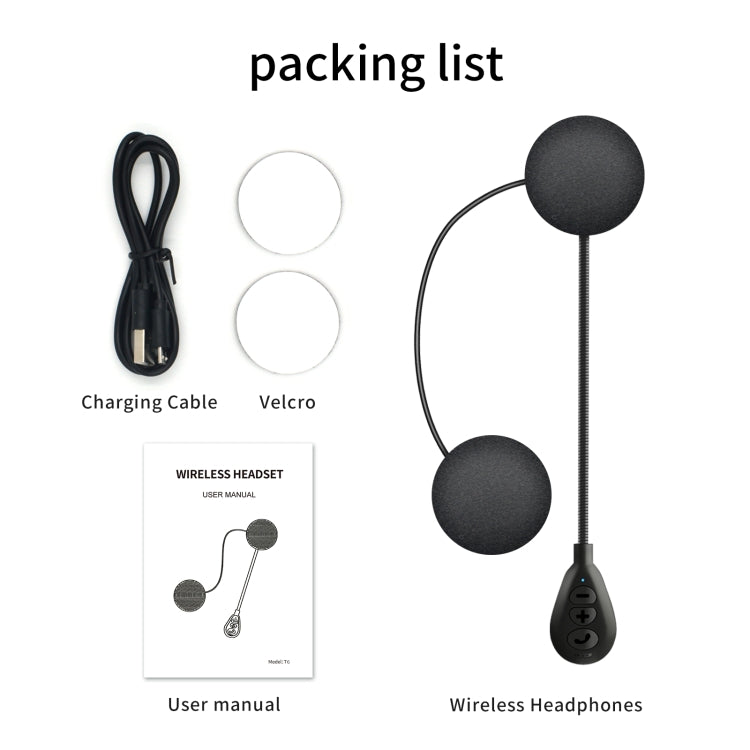 T6 หมวกกันน็อคมอเตอร์ไซค์ Bluetooth V5.0 ชุดหูฟัง, T6