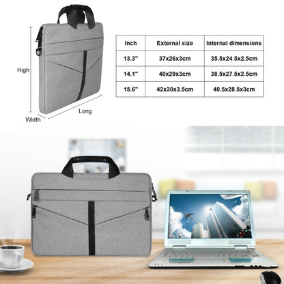 14.1 นิ้วระบายอากาศทนต่อการสึกหรอแฟชั่นธุรกิจไหล่มือถือซิปกระเป๋าแล็ปท็อปพร้อมสายคล้องไหล่, 14.1 inch