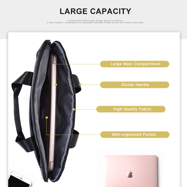 OSOCE S63 กระเป๋าแล็ปท็อปซิปมือถือไหล่ทนต่อการสึกหรอระบายอากาศสำหรับ Macbook ขนาด 15 นิ้วและต่ำกว่า, Samsung, Lenovo, Sony, DELL Alienware, CHUWI, ASUS, HP
