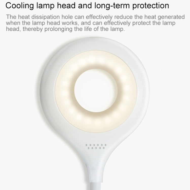 ไฟ LED 28 ดวงแบบยืดหยุ่น Goose Neck Hollow Ring Design แสงป้องกันดวงตาพร้อมคลิปและฟังก์ชั่นไฟกลางคืนขนาดเล็ก, TGX-770