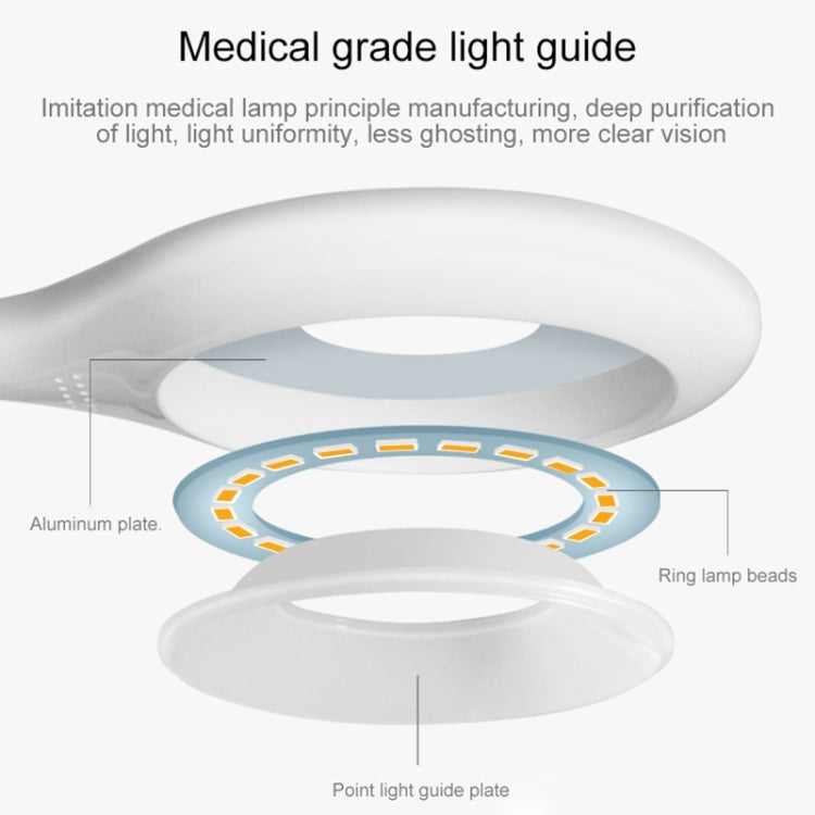 ไฟ LED 28 ดวงแบบยืดหยุ่น Goose Neck Hollow Ring Design แสงป้องกันดวงตาพร้อมคลิปและฟังก์ชั่นไฟกลางคืนขนาดเล็ก, TGX-770