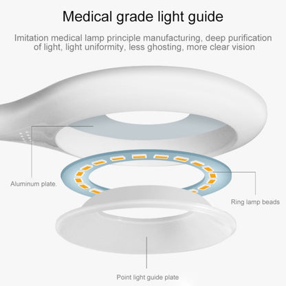 ไฟ LED 28 ดวงแบบยืดหยุ่น Goose Neck Hollow Ring Design แสงป้องกันดวงตาพร้อมคลิปและฟังก์ชั่นไฟกลางคืนขนาดเล็ก, TGX-770
